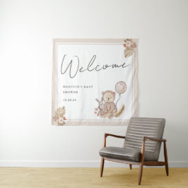 Boho Botanical mit Sweet Bear Baby Dusche Willkomm Wandteppich