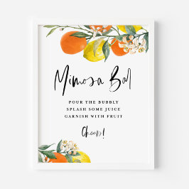 Boho Botanical Orange and Lemon Mimosa Bar Poster