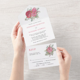 Boho Botanical Protea Eukalyptus Wedding All In One Einladung