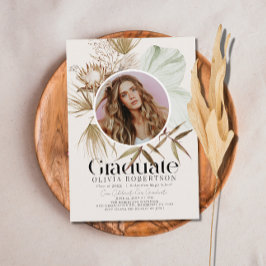 Boho Botanical Reviera Erthy Foto Abschluss Einladung