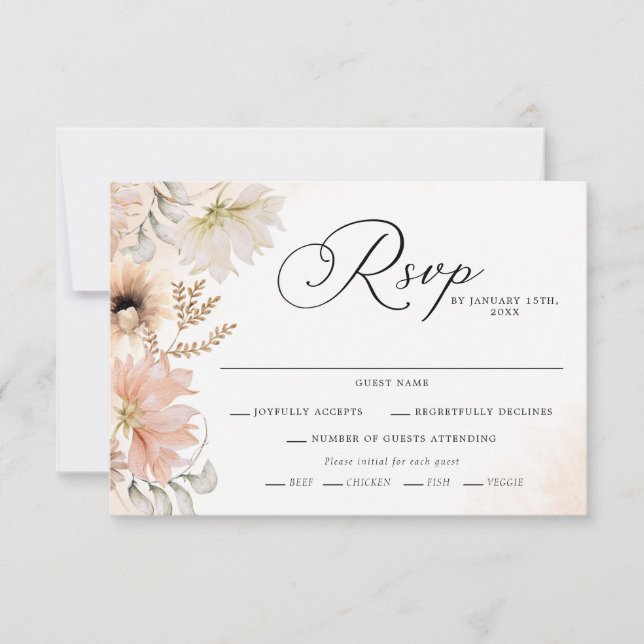 Boho Botanical Wedding RSVP Cards Karte (Vorderseite)