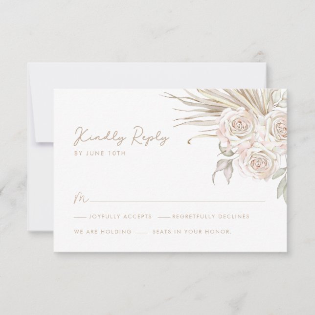 Boho Botanical Wedding RSVP Karte (Vorderseite)