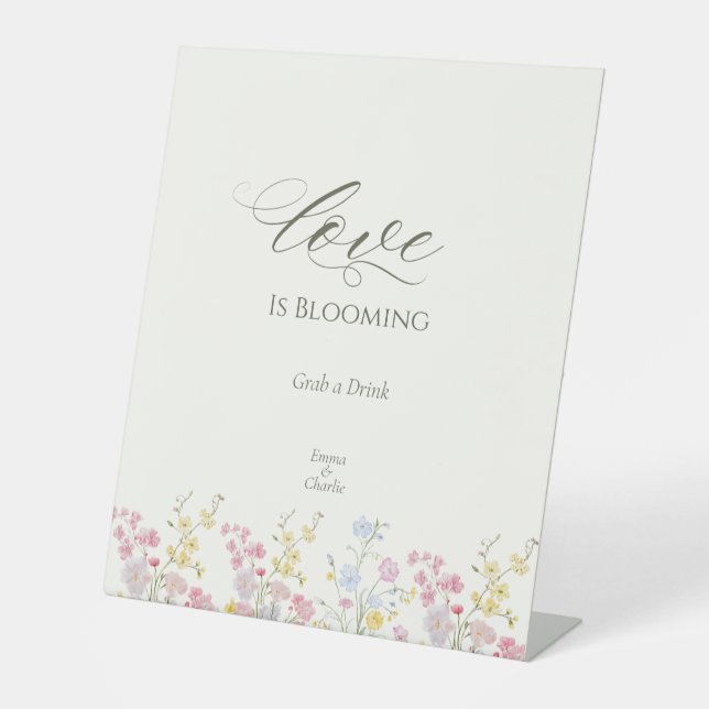 Boho Botanical Wildflower Wedding table top sign Sockelschild (Vorderseite)