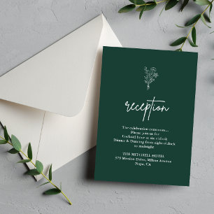 Boho Botanicals Smaragd-Hochzeitsempfang Begleitkarte