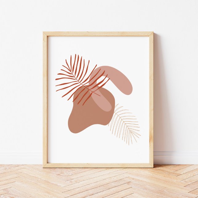 Boho Botanische Blätter gegen Abstrakte Formen Kun Poster (Von Creator hochgeladen)