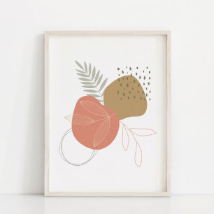 Boho Botanische Blätter gegen Abstrakte Formen Kun Poster