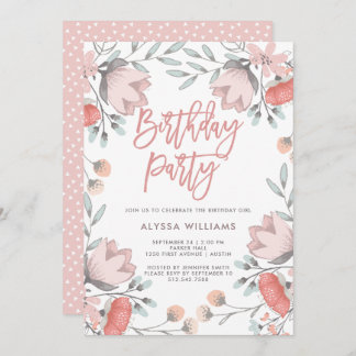 Boho Botanische Blume Geburtstagsparty Einladung