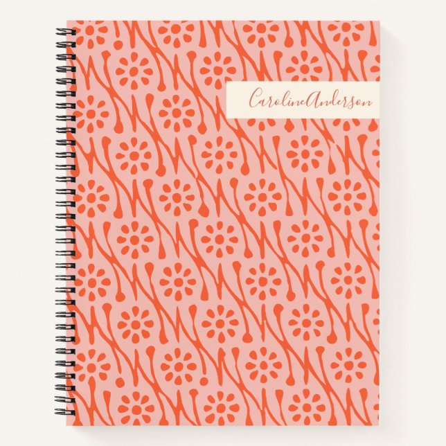 Boho Botanische Blume in rosa Personalisiert Notizbuch (Vorderseite)
