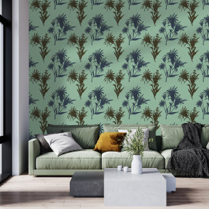Boho Botanische Blume Muster Blaue Minze Tapete