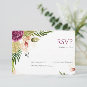 Boho-Botanische Eleganz Hochzeit-Antwortkarte RSVP Karte