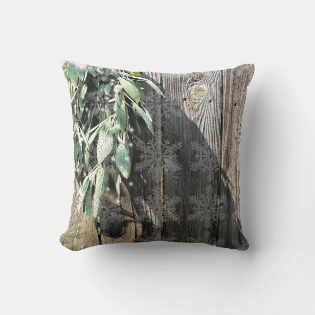 Boho botanische Kräuter verlasse rustikales Barnho Kissen (Vorderseite)