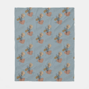 Boho Botanische Muster Mocha Mousse und Akzente Fleecedecke
