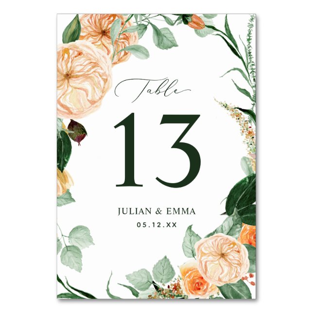 Boho Botanische neutrale Grünpflanzen Tischnummer (Vorderseite)