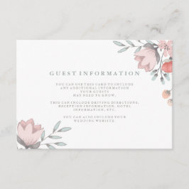 Boho botanische rustikale Gastdetails Coral und Gr Begleitkarte