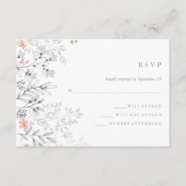 Boho Botanische Rustikale Hochzeitskoralle und Gra RSVP Karte