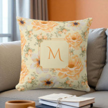 Boho Botanische Wasserfarbe Creme Orange Floral