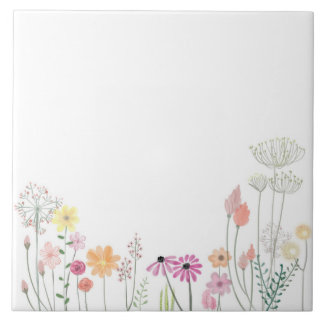 Boho Botanische Wildblume Keramik Tile Fliese