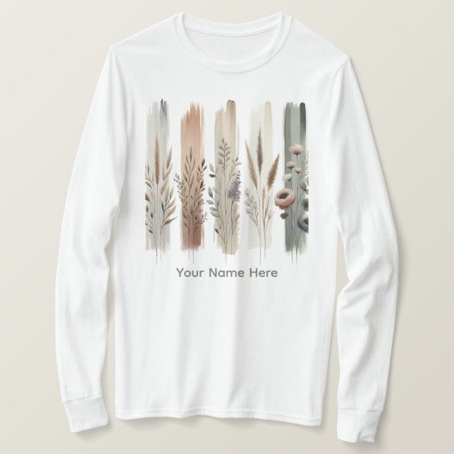 Boho Botanische Wildblumen T-Shirt (Design vorne)