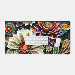 Boho Botanische Zentangle Blumenmuster Schreibtischunterlage