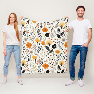 Boho Botanischer Blumenkohl Fleecedecke