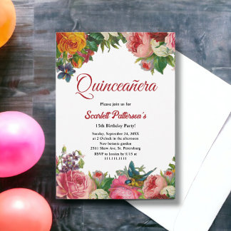 Boho Botanischer Garten Sommer Flora Quinceanera Einladung