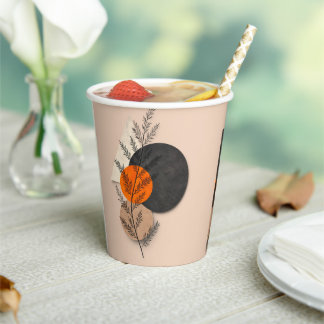 Boho-Botanischer Geometrischer Orange Schwarzer Ne Pappbecher