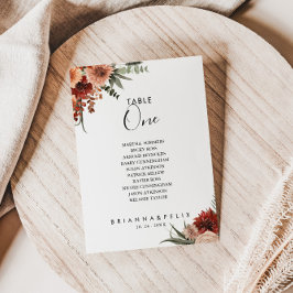 Boho Botanischer Herbst Tischnummer 1 Sitzplan