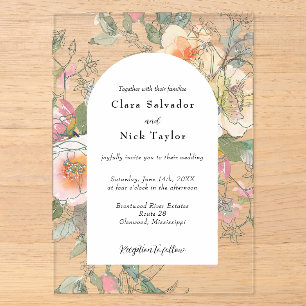 Boho-Botanischer-Künstler-Skizzen-Garten-Hochzeit Acryleinladungen