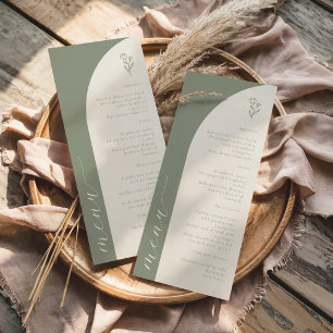 Boho-Botanischer Monogramm-Sage-Grün-Hochzeit Menükarte