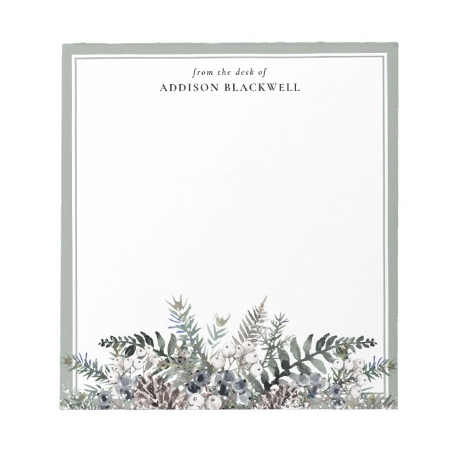 Boho Botanischer Winter Name Template Notepad Notizblock (Vorderseite)