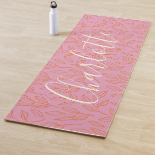 Boho Botanisches Leaf Muster in rosa Personalisier Yogamatte