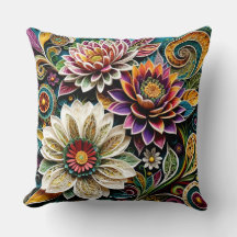 Boho Botanisches Zentangle Blumen Kissenbezug