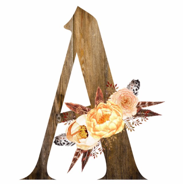 Boho Bouquet Letter A Cutout Ornament Fotoskulptur Ornament (Vorne)