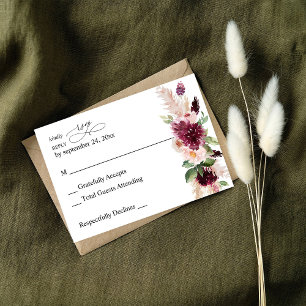 Boho Bourgogne & Blush Pink Floral no Repas RSVP 2