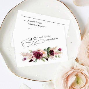Boho Bourgogne & Blush Pink Floral w Repas RSVP 2