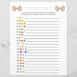 Boho Bow Emoji Baby Shower Game Card