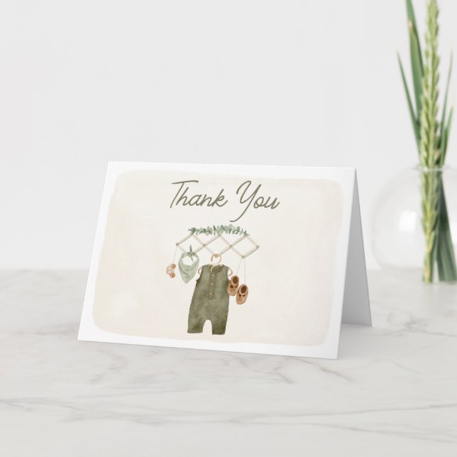 Boho Boy Baby Clothes Baby Shower Dankeskarte (Vorderseite)