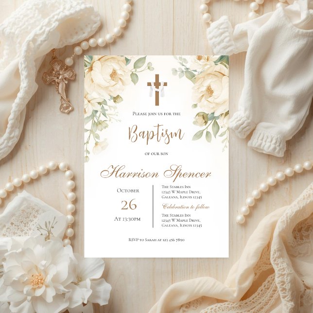 Boho Boy Baptism Invitation  Einladung (Von Creator hochgeladen)