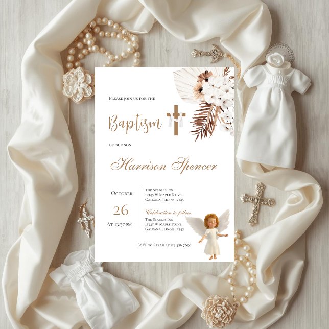 Boho Boy Baptism Invitation  Einladung (Von Creator hochgeladen)