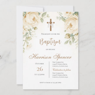 Boho Boy Baptism Invitation  Einladung