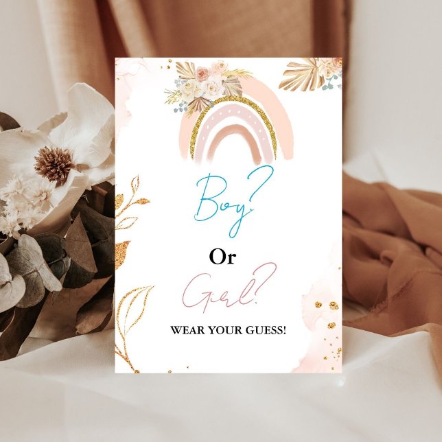Boho Boy or Girl Tragen Sie Ihr Baby-Duschspiel Sockelschild (Von Creator hochgeladen)