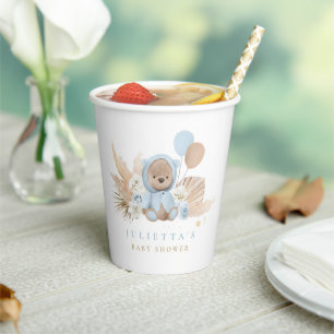Boho Boy Teddy Bear Baby Dusche Party Dekorationen Pappbecher