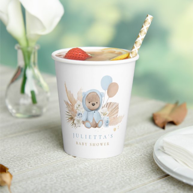 Boho Boy Teddy Bear Baby Dusche Party Dekorationen Pappbecher (In Situ)