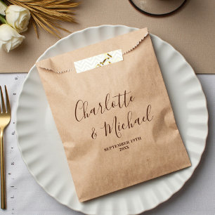 Boho-Braune Schrift Minimalistische Hochzeit Geschenktütchen