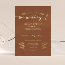 Boho Braune Trendige Script Hochzeit