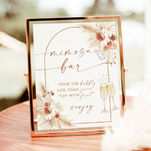 Boho-Brautjungfer-Party Mimosa-Bar-Schild   Pampas Poster