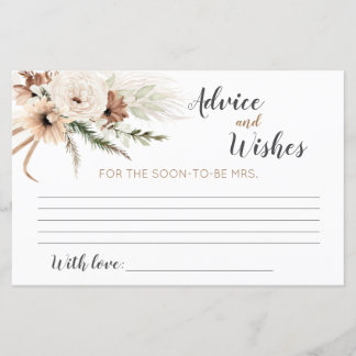 Boho Brautparty Advice Card