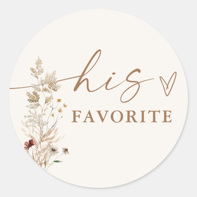 Boho Brautparty Favor Sticker | Modernes Blumenzei (Vorderseite)