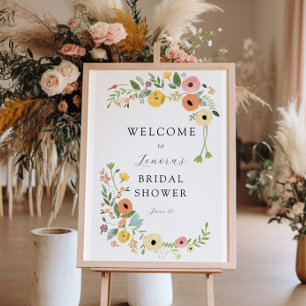 Boho Brautparty Floral Welcome Sign Poster