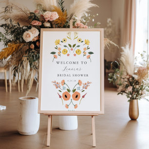 Boho Brautparty Floral Welcome Sign Poster